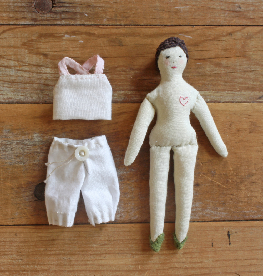 Tiny Rag Doll Printed Pattern Ann Wood Handmade